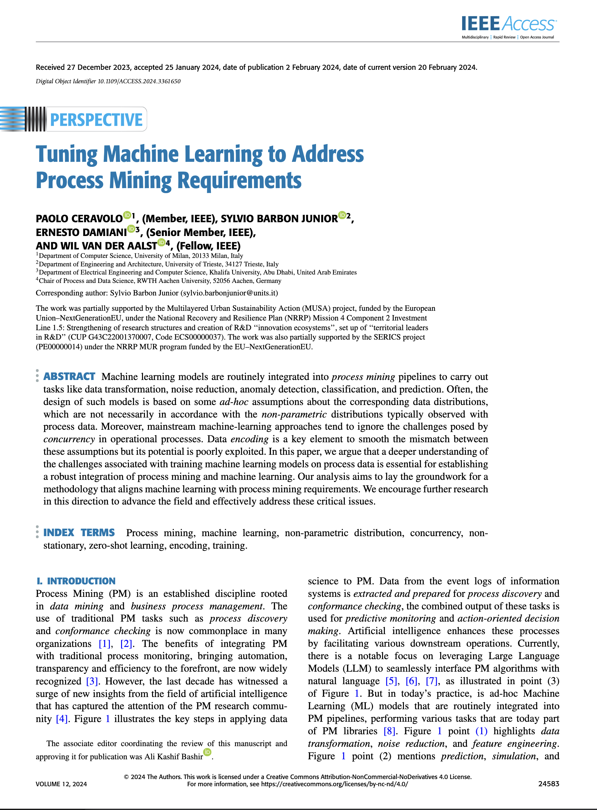 Cover page of the publication titled: Tuning Machine Learning to Address Process Mining Requirements