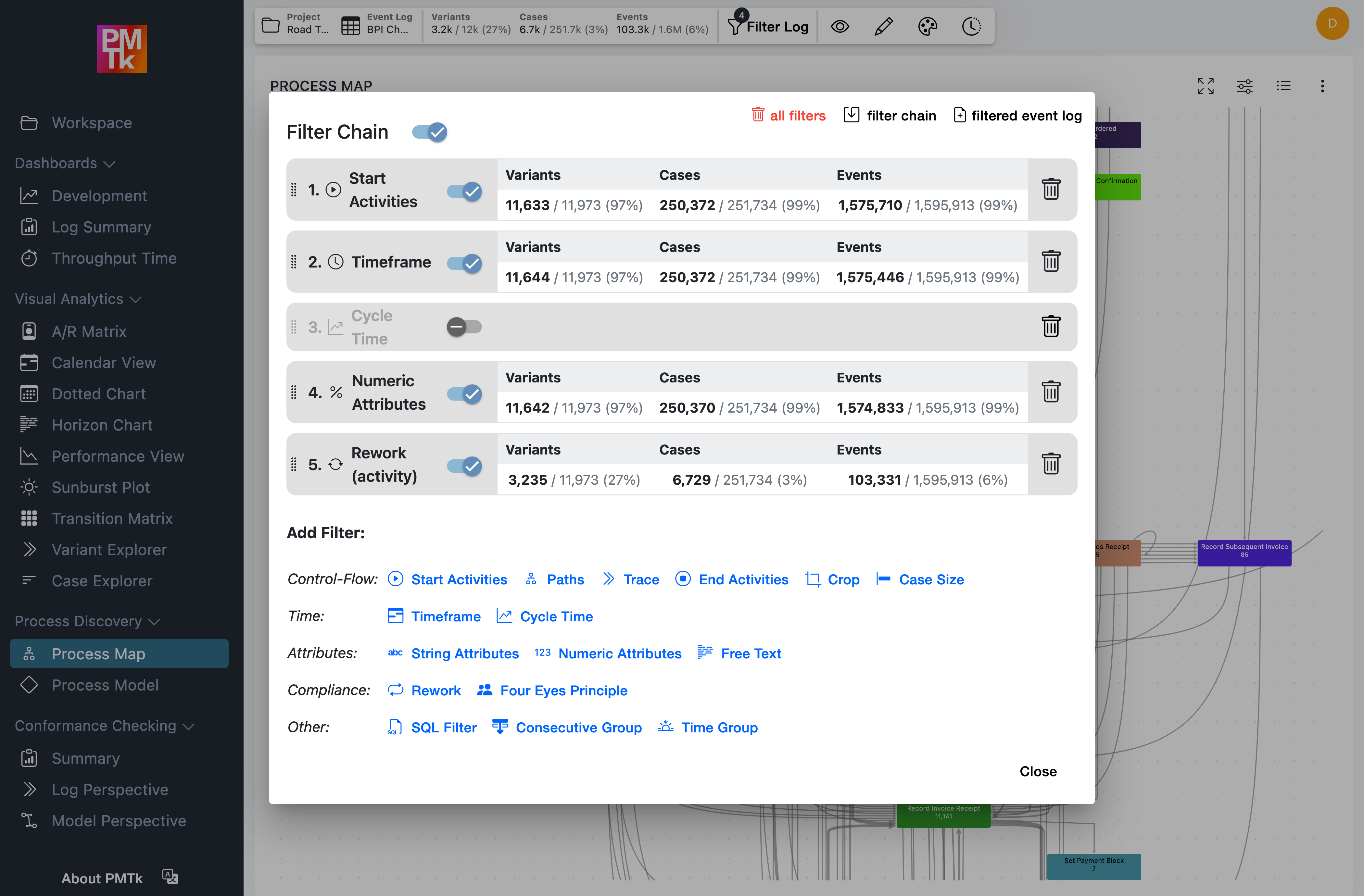 Screenshot of PMTk –the Process Mining Toolkit